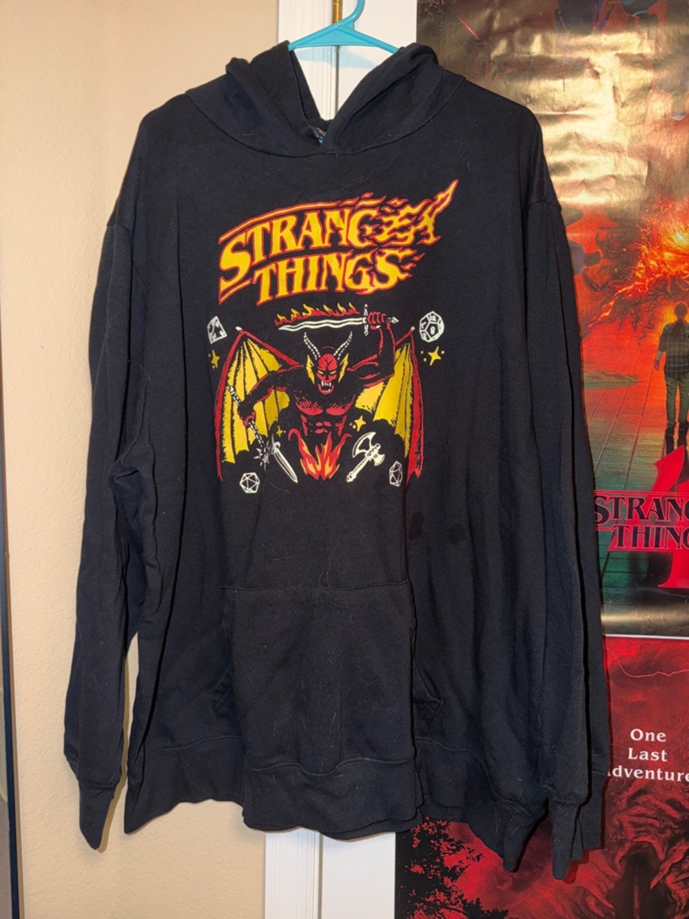 Black Crewneck Sweatshirt with Red & Yellow Graphic